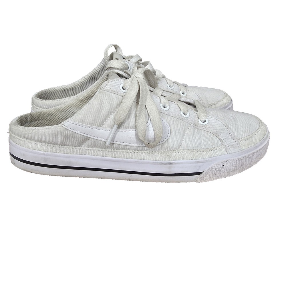 Nike Court Legacy Mule Sneakers Womens 7.5 White Canvas Slip On Shoes DB3970-100